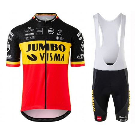 Tenue Maillot + Cuissard à Bretelles 2020 Team Jumbo-Visma Championnats de Belgique N001